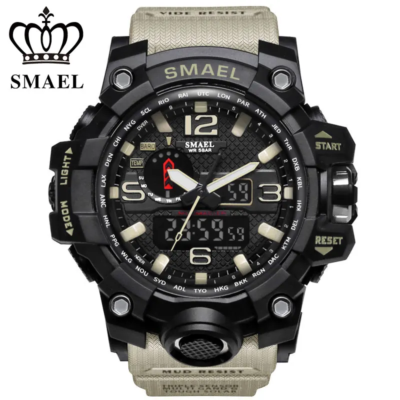 1545 Khaki smael часы Для мужчин G Стиль Wateproof s шок спортивные Для мужчин S Часы Топ бренд класса люкс LED цифровые часы военная Униформа армии Наручные часы - Цвет: 1545 Khaki