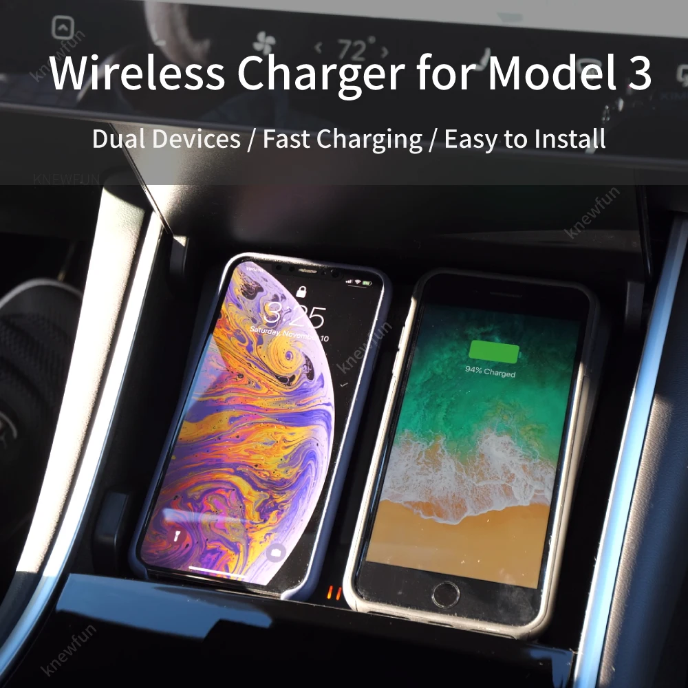 Быстрое QI Беспроводное зарядное устройство для мобильного телефона Tesla модель 3
