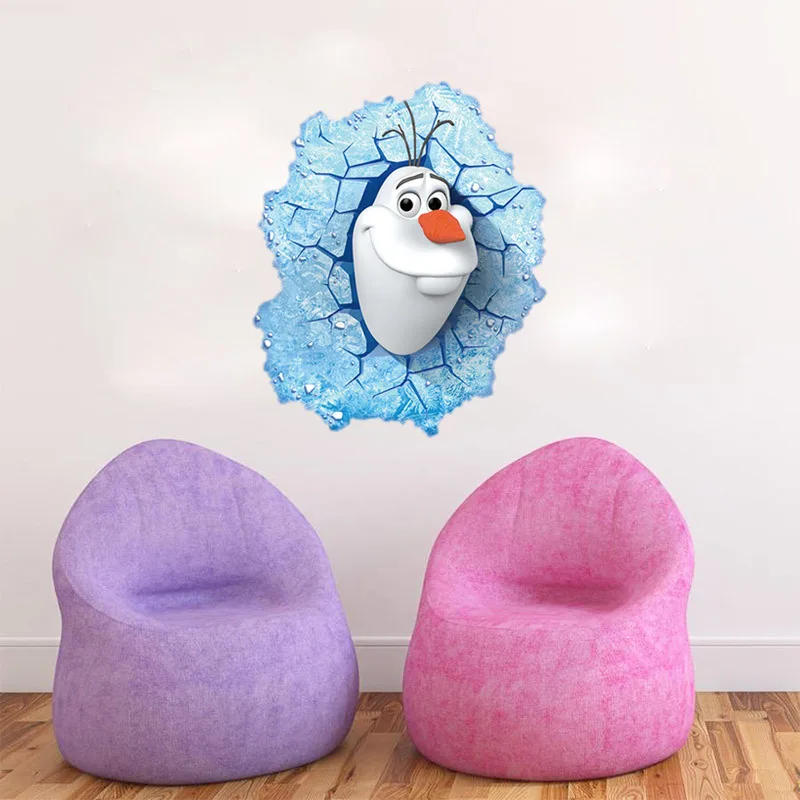 3D фильм мультфильм стены наклейки олаф на DIY ребенок обои арт дизайн украшение