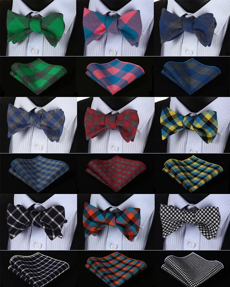 Карманный платок # BMC1 классический хлопковый с бантом для свадебной