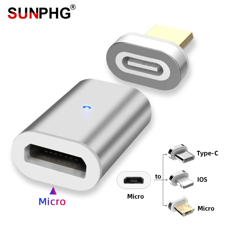 SUNPHG Магнитный адаптер для зарядки телефона передачи данных Samsung S7 A7 usb мини разъем
