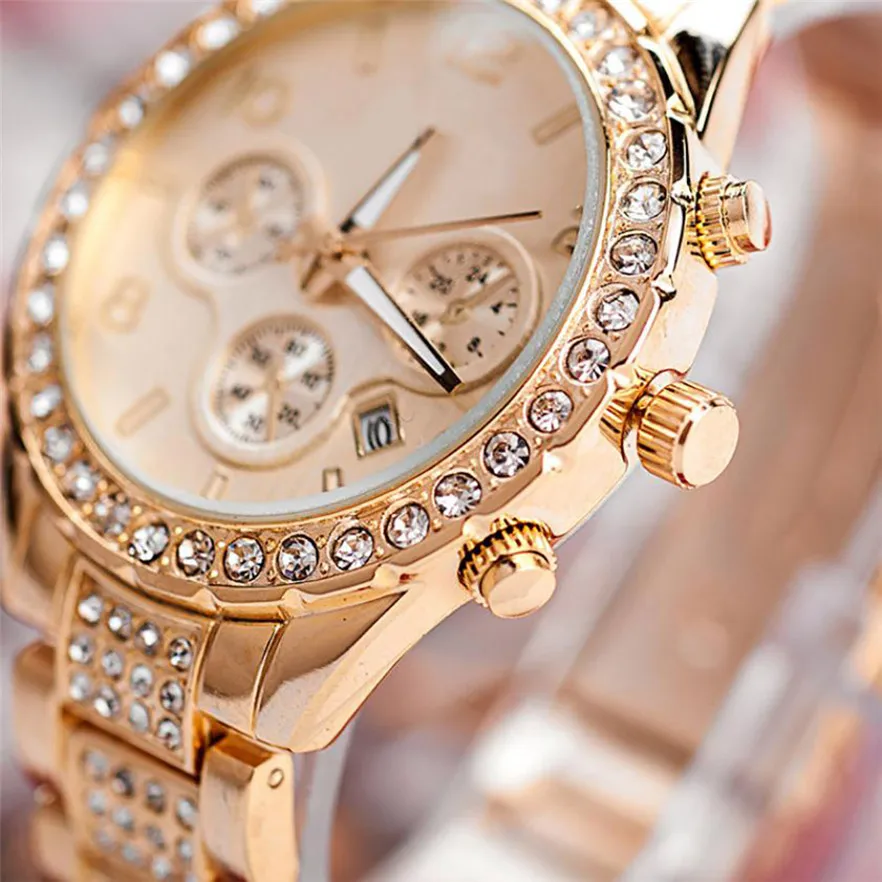 Женские часы OTOKY Montre Femme Geneva Роскошные Кварцевые со стальным кристаллом для