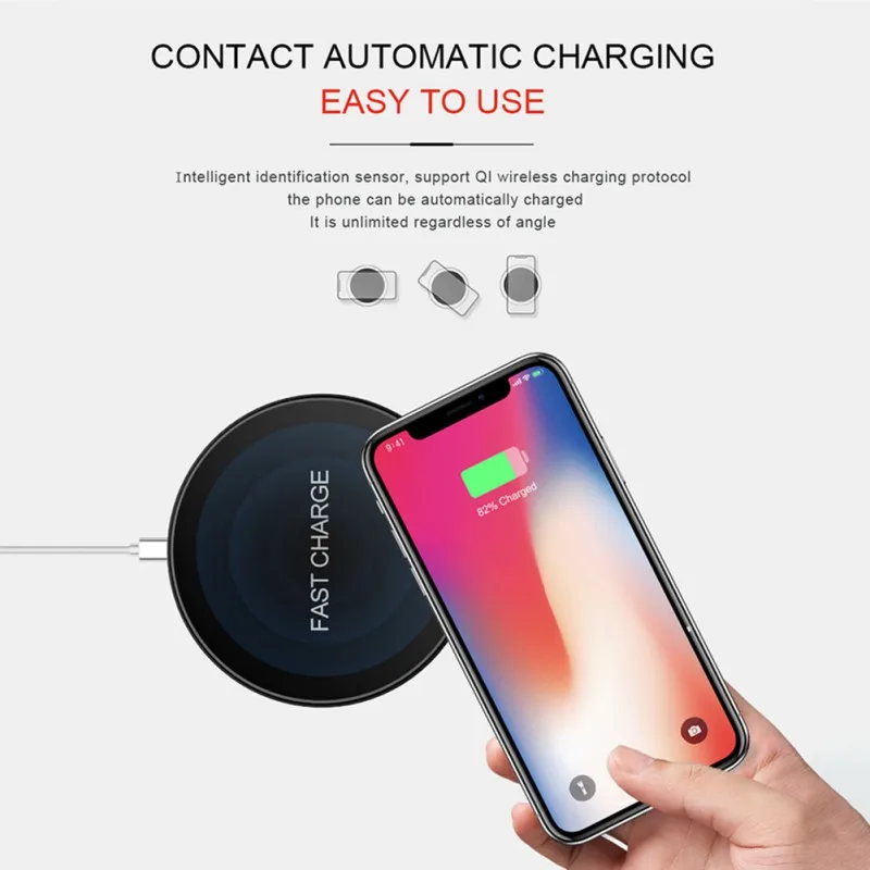 10 вт универсальное СУПЕР ТОНКОЕ Беспроводное зарядное устройство для IPhone 8/8 Plus/X