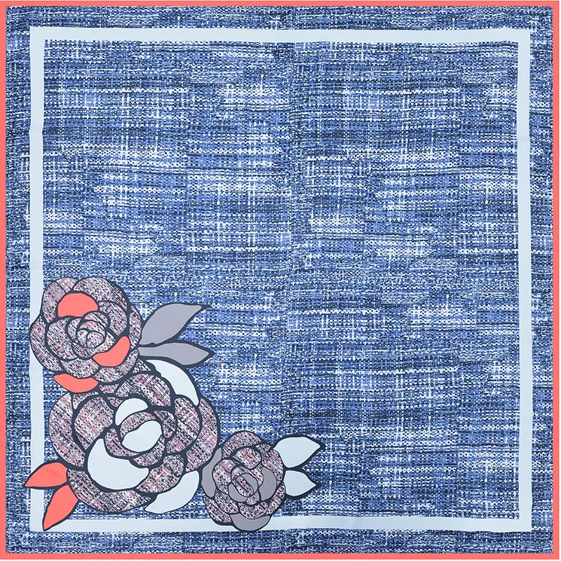 

Spring summer women square twill silk scarf good quality flowers hijab shawl Designer Basic Shawls Women's Scarves beach scarfs