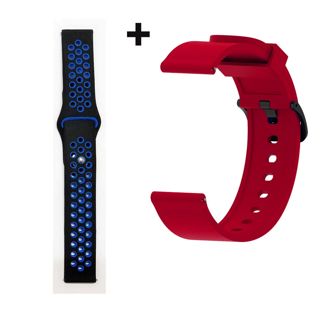 black blue-red Для Xiaomi Amazfit GTS браслет Amazfit Bip ремешок для часов Amazfit GTR 42 мм силиконовый ремешок для часов - Цвет: black blue-red