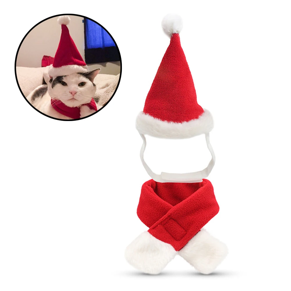 Рождественская шапка шарф костюм для кошки и собаки милые домашние животные