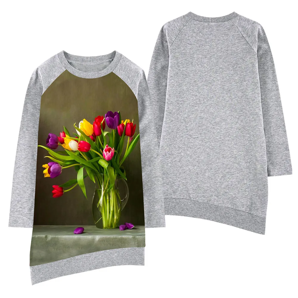 Детское платье с принтом тюльпана осеннее в европейском и американском стиле |