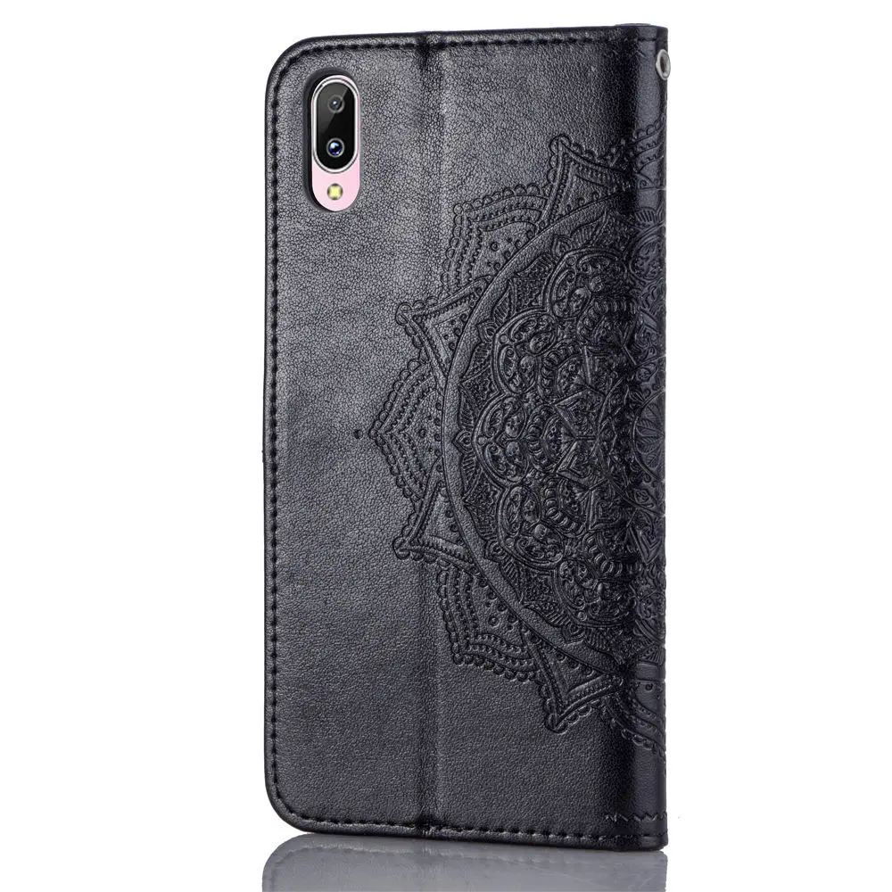 ДЛЯ Vivo Y97 Y83 Y81 Y93 V9 Y85 ультра тонкий кожаный чехол с тиснением флип кейс кронштейн