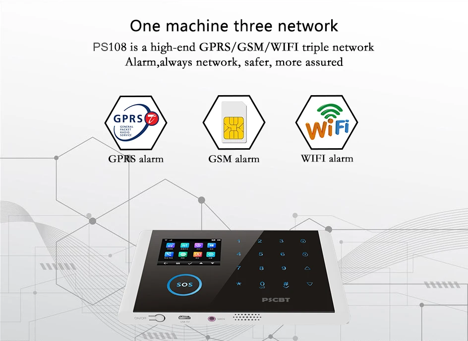 PSCBT сигнализация беспроводной безопасности дома gsm-сигнализация wifi Android IOS приложение-будильник дистанционное управление SMS GPRS