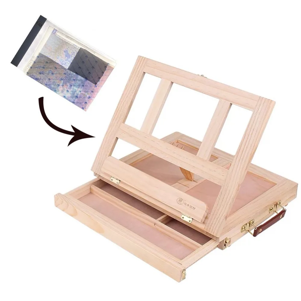 Подставка для алмазной живописи светодиодный светильник Pad Board Box Tablet регулируемый деревянный держатель с ящиком для хранения 5D алмазная живопись
