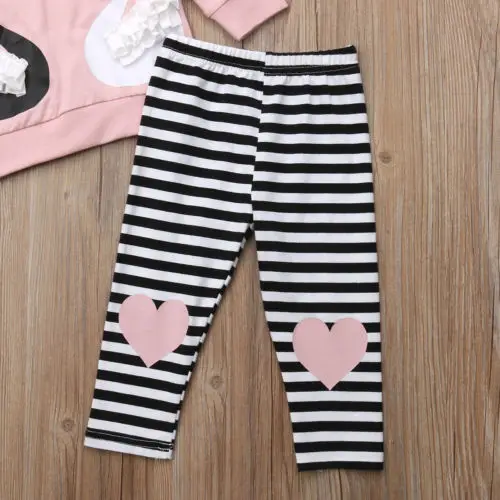 Свитшот с лебедем для маленьких девочек одежда футболка топ полосатые леггинсы