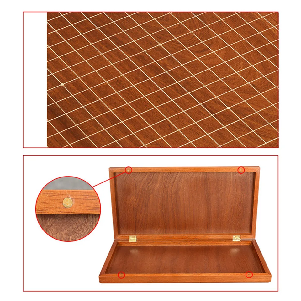 BSTFAMLY Wooden Foldable Go Game Chess 19 Road Chessboard Checkboard Old Game of Go Weiqi Board For 22mm Piece Checker GB11
