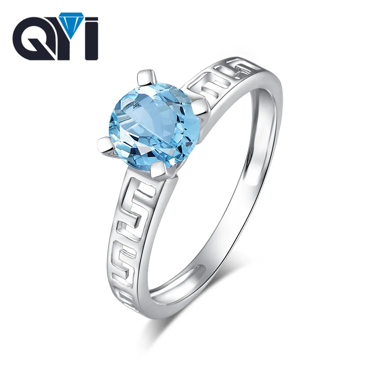 Женские круглые кольца из серебра 925 пробы с натуральным топазом | Украшения и