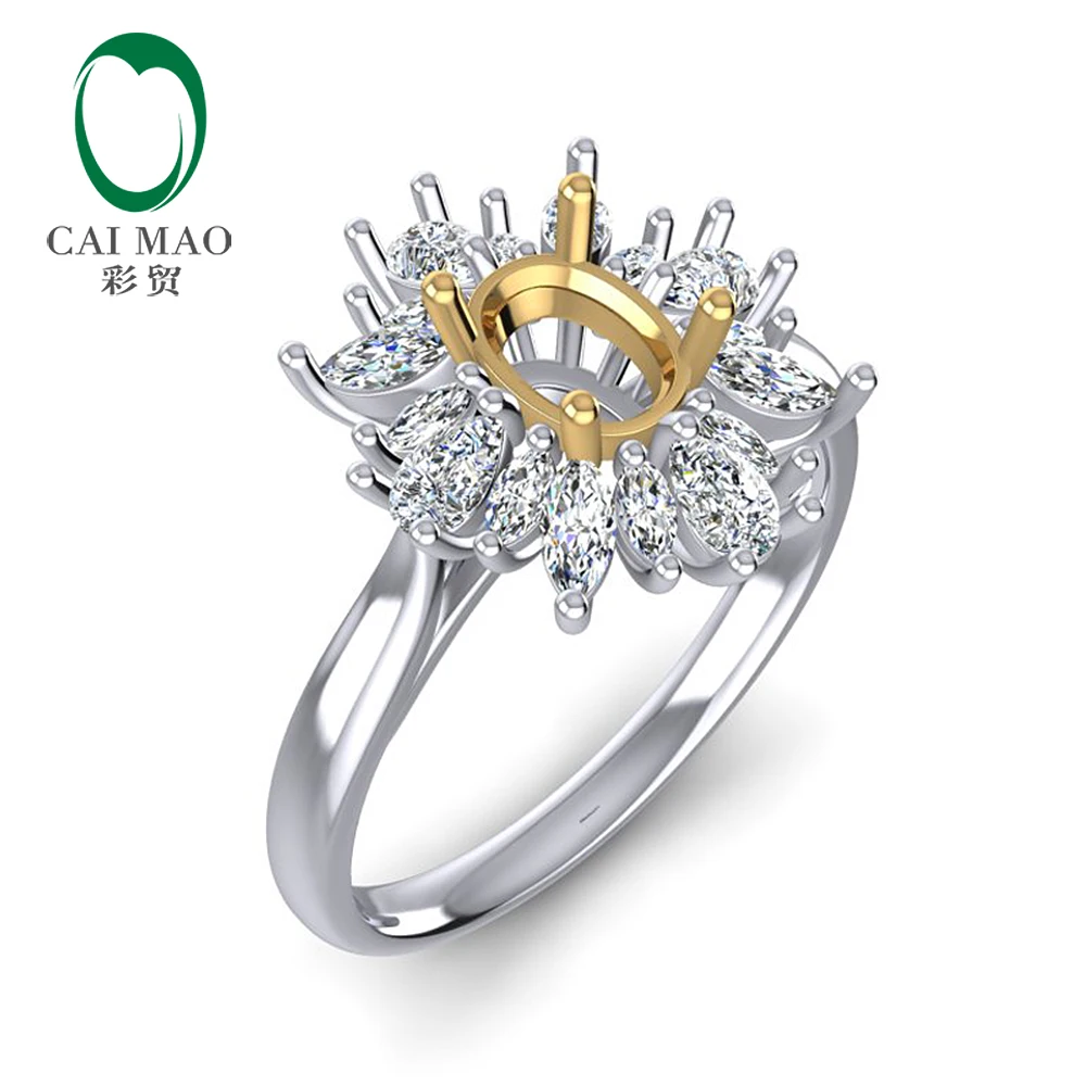 Caimao 0.92ct маркиза и круглый бриллиант 5x7 мм овальная огранка 14k белое желтое золото