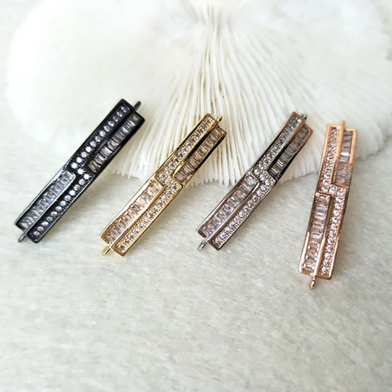 

10pcs CZ zircon Micro Pave Connector,Double Bails Beads Charm,DIY Bracelet necklace Jewelry Finding CT291