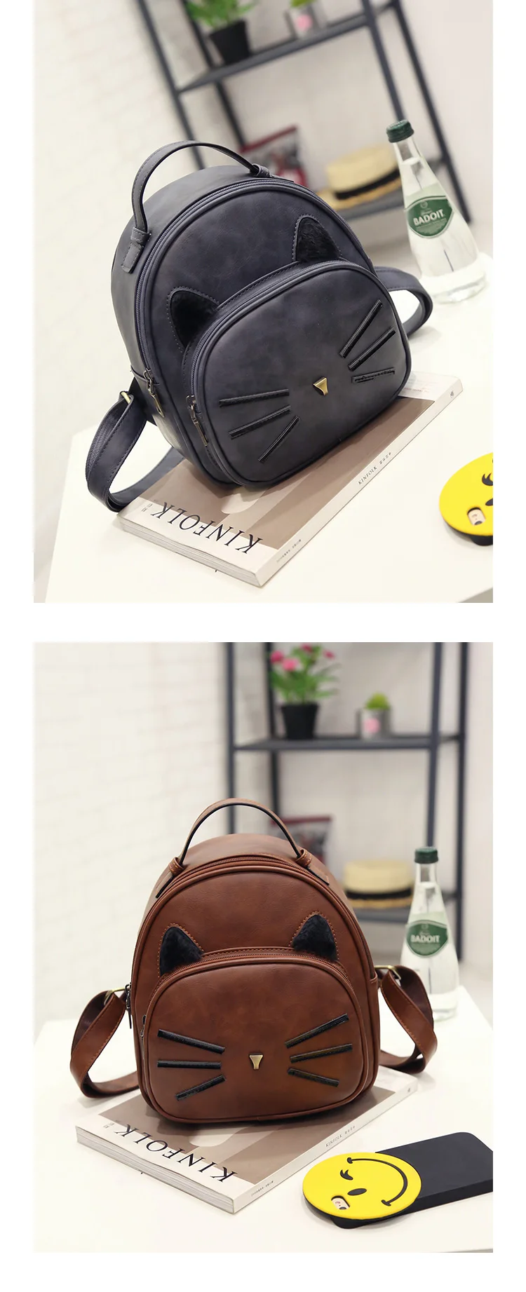 Fzmбаи Mochila Mujer Ретро котенок шаблон Женский рюкзак корейская мода все-матч школьный рюкзак