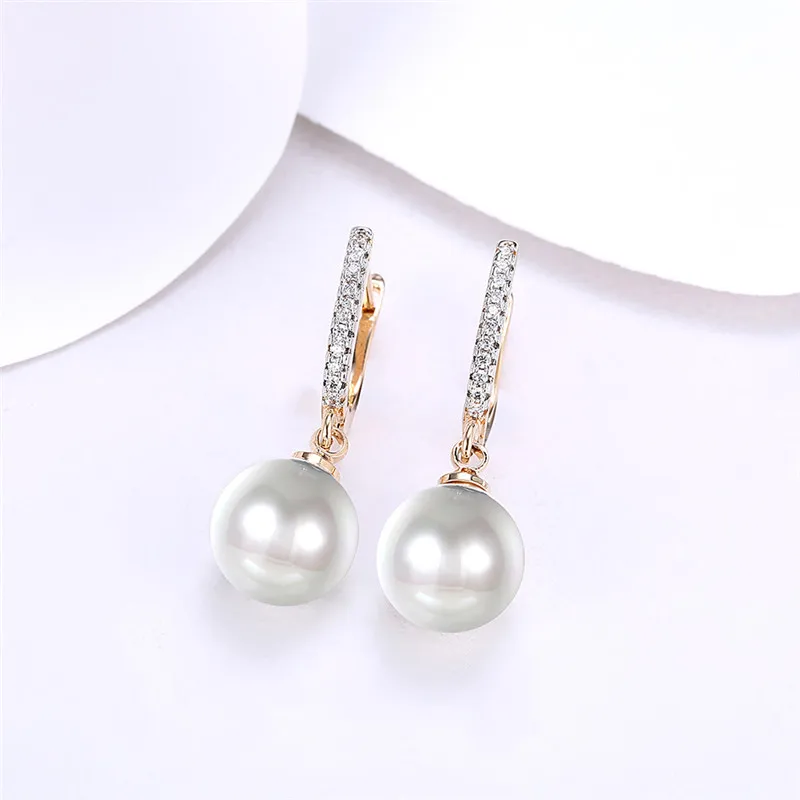 Серьги из KZCE105 C белыми shell pearl и шампанское цвет золотистый серьги капли fine jewelry