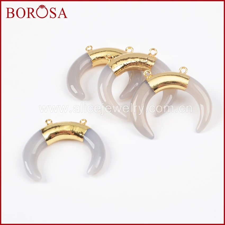 BOROSA Druzy 1 шт. Tribal OX Horn золотой цвет серый соединительный элемент из агата модный
