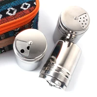 1pcs outdoor camping cooking seasoning tank stainless steel mouth rotating barbecue bottle salt spice sprayer jar pepper shakers