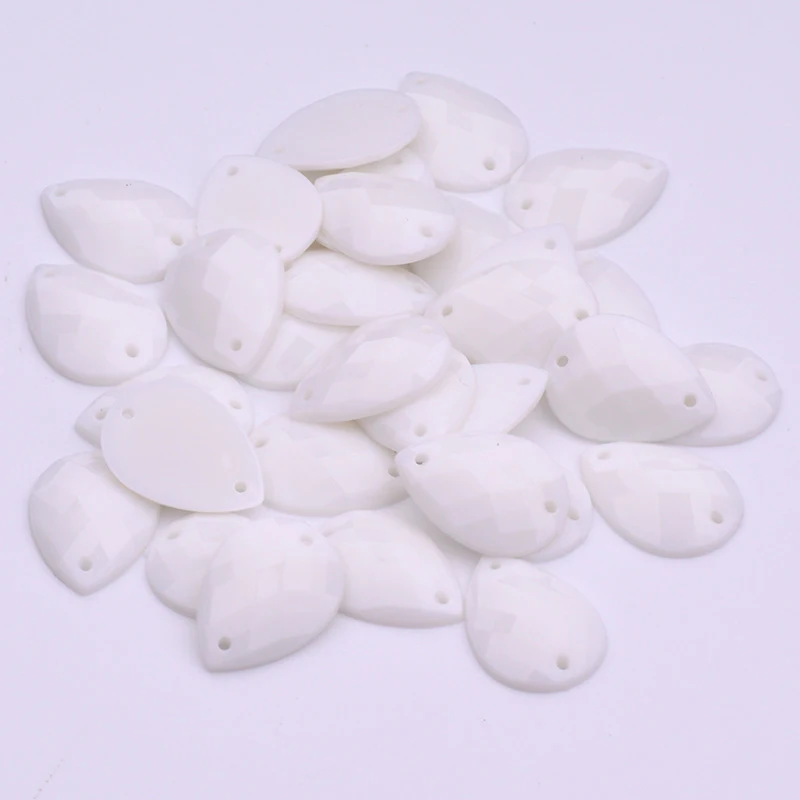Chalk White JUNAO 8x13 мм черные хрустальные стразы в виде капли для шитья с плоской задней частью, камни из акрила, кристаллы AB, камни для шитья, Стразы для одежды - Цвет: Chalk White