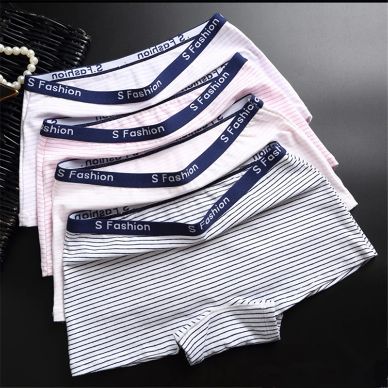 Трусики женские хлопковые в полоску модные пикантные удобные шорты с четырьмя