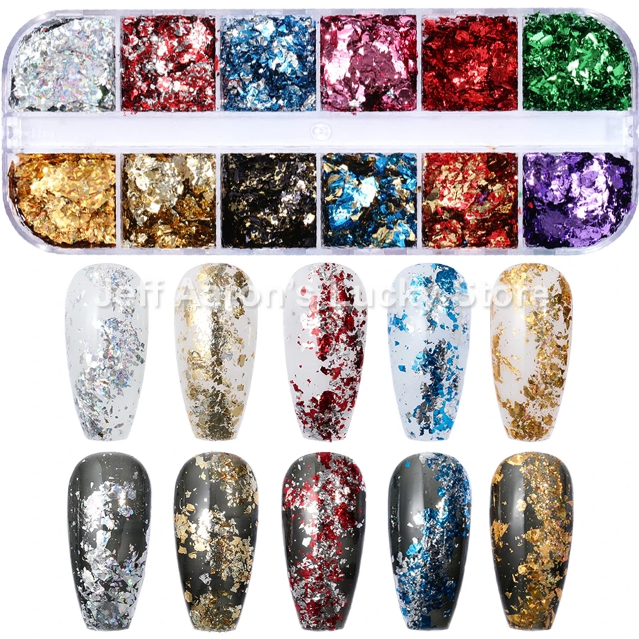 12 цветов Золотая зеркальная алюминиевая фольга бумажная наклейка для ногтевого