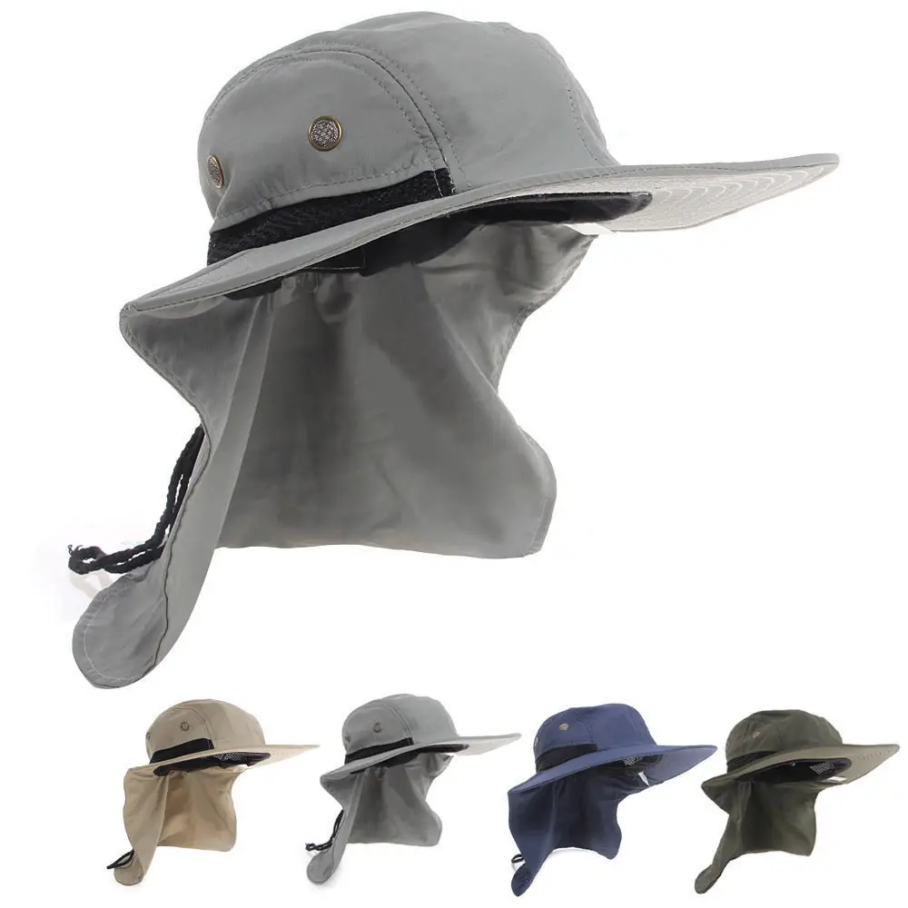 

Fishing Hiking Outdoor Brim Neck Cover Bucket Boonie Sun Flap Hat Bush Cap