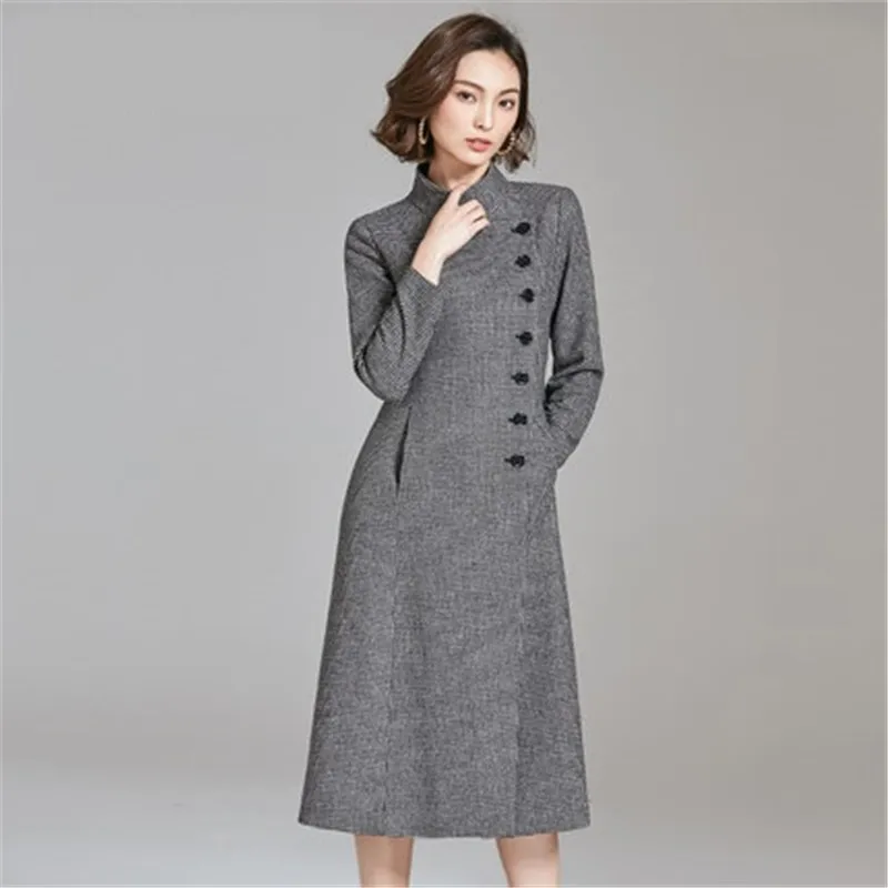 Шерстяное пальто для женщин 2020 весна и осень Женская куртка из твида размера плюс