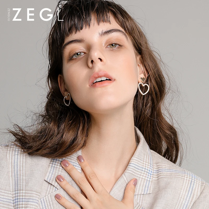 Женские серьги-капельки ZEGL серьги в форме сердца ассиметричные модные |