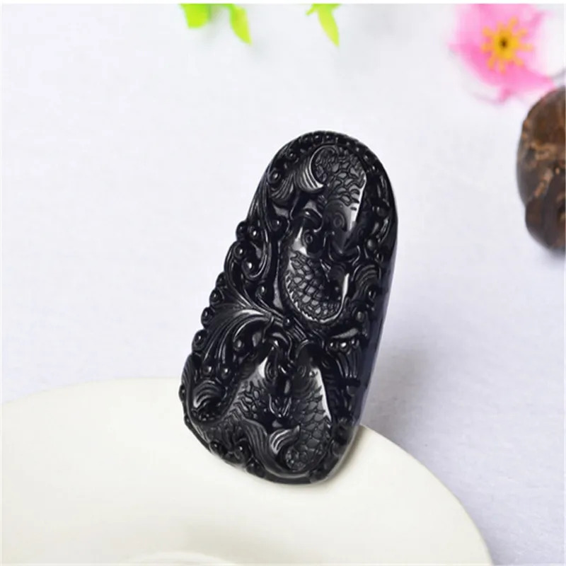 Новый Замечательный Китайский Ручной Работы Натуральный Черный Обсидиан Резные