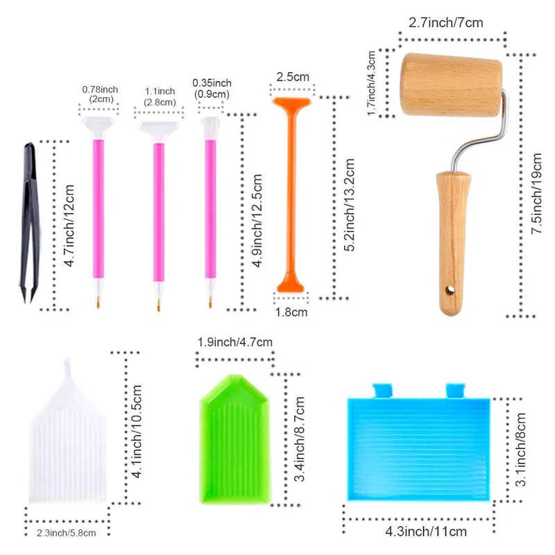 19 Pcs 5D DIY Diamond Painting Cross Stitch Tools Pen Tweezers Glue Plastic Tray and Wooden Roller for Art Craft | Дом и сад