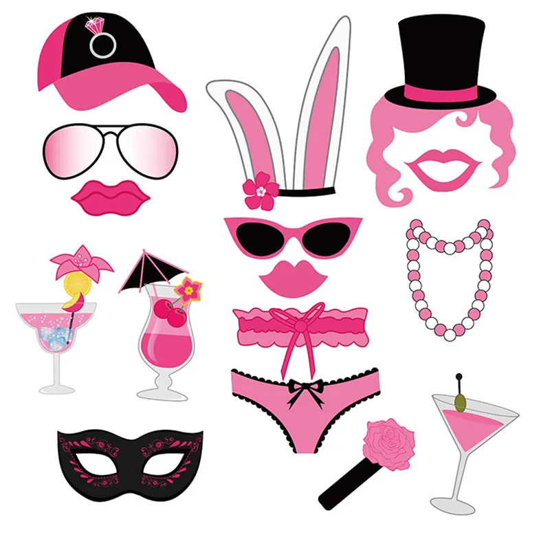 56 шт. бакалавра вечерние Фотокабины реквизит курица сделать украшения розовые