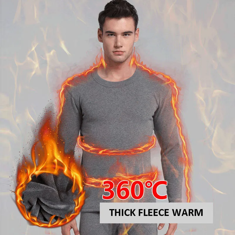 2018 толстые флисовые зимние кальсоны мужские теплые с круглым вырезом термобелье