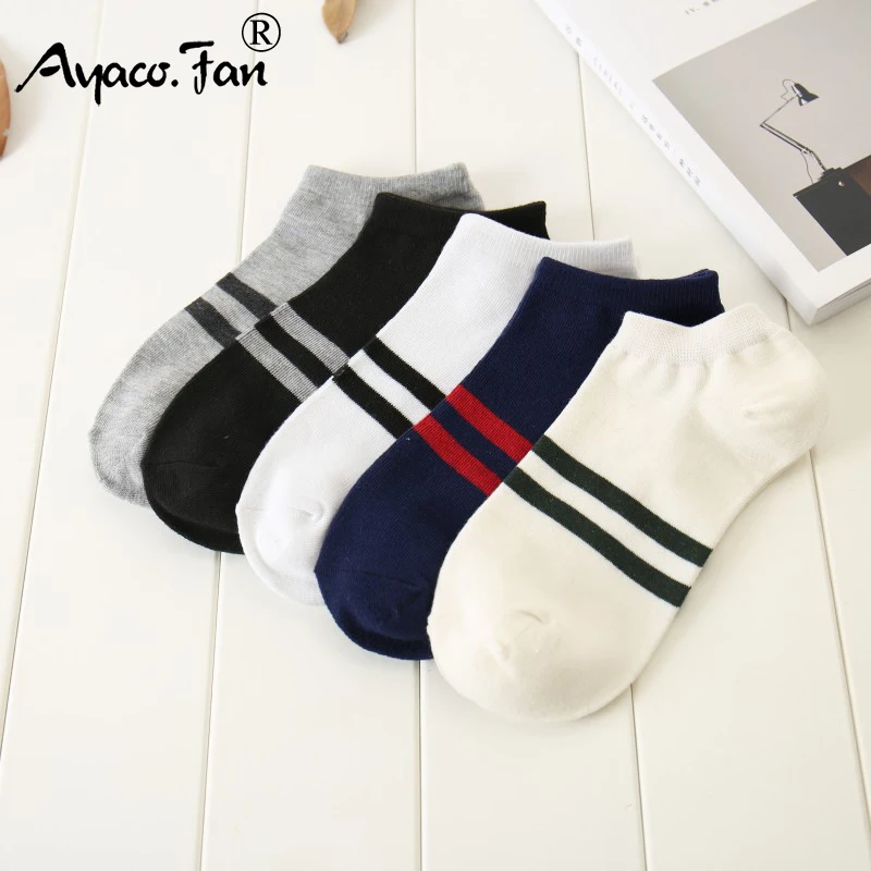 Мужские спортивные носки лодочки с надписью хлопковые в полоску новые мужские