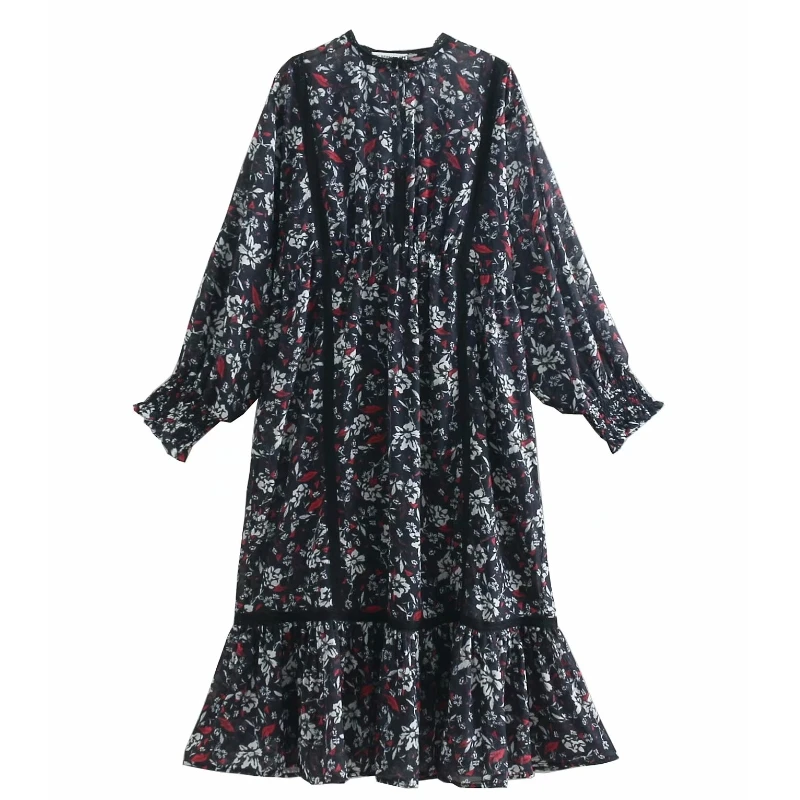 2019 женское винтажное кружевное Повседневное платье с цветочным принтом шикарное