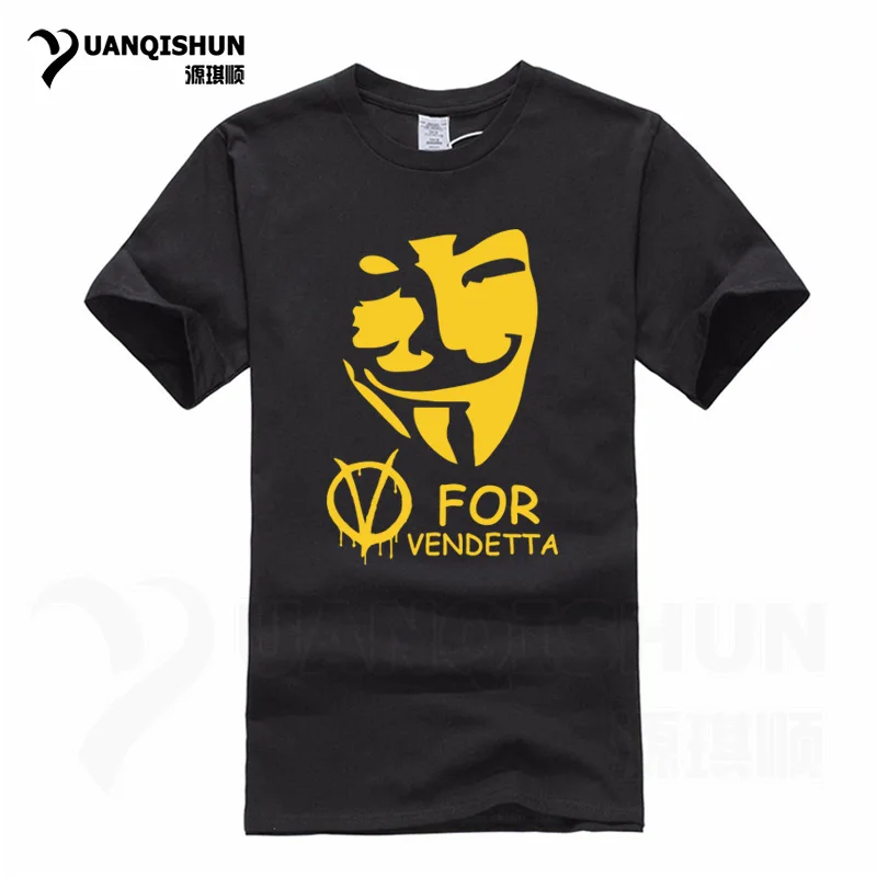 YUANQISHUN фирменная футболка фильм V для серии Vendetta Футболка Маска Гая Фокса серии футболок безымного негодного тролля - Цвет: Black J
