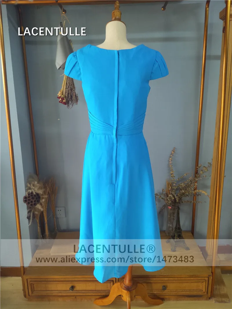 Бирюзовое платье подружки невесты с рукавами крылышками|Платья подруги невесты|