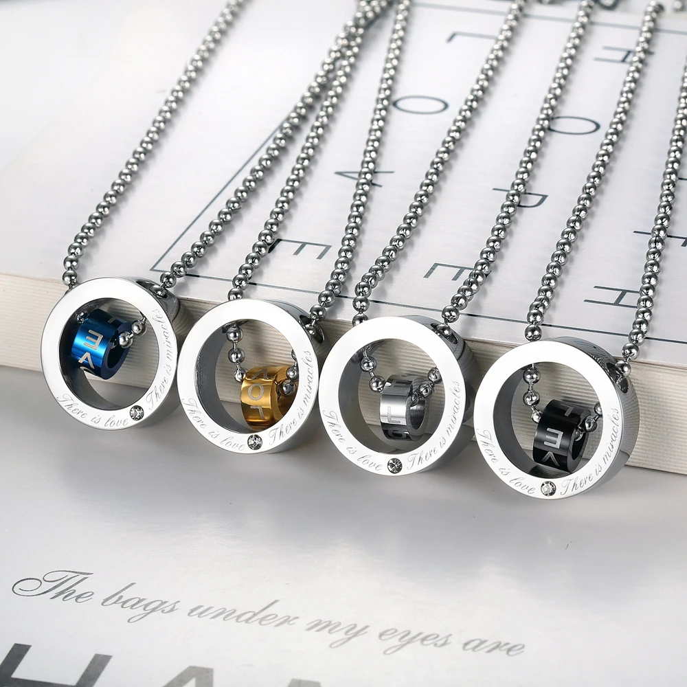 Mimeng Titanium Jewelry Pendant Necklace Double-circle Come With Chain | Украшения и аксессуары