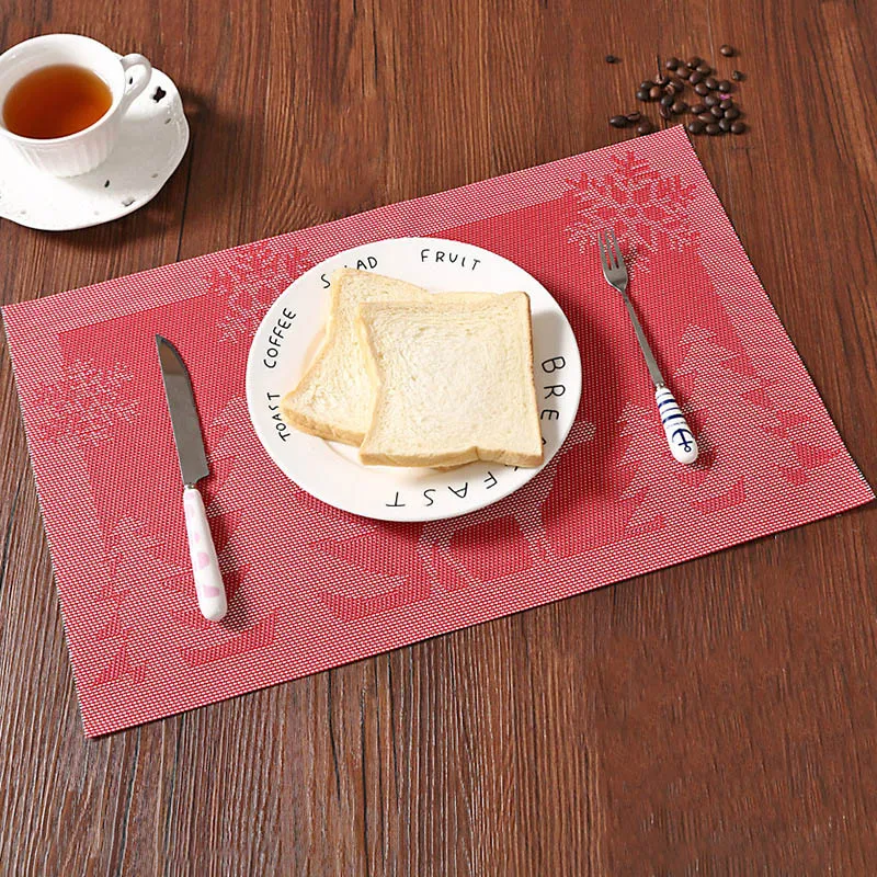 4 шт./лот роскошный отель ПВХ Placemat Домашний Настольный коврик Салфетки сервировочные моющийся маслостойкий изоляционный стол коврики чаша коврики под тарелки Coaster - Цвет: Red Sika Deer