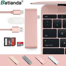 5 в 1 USB-C адаптер с 2 USB 3,0 портами Micro SD устройство для чтения памяти type-C USB 3,0 концентратор для нового Macbook Pro Air A1932/retina 12