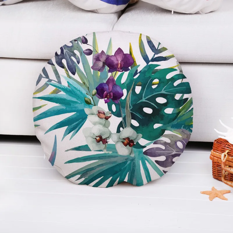 

Tropic Round Hibiscus Flowers One Side Printing Home Decor Sofa Car Seat Decorative Cushion Cover Pillow Case Capa Almofada