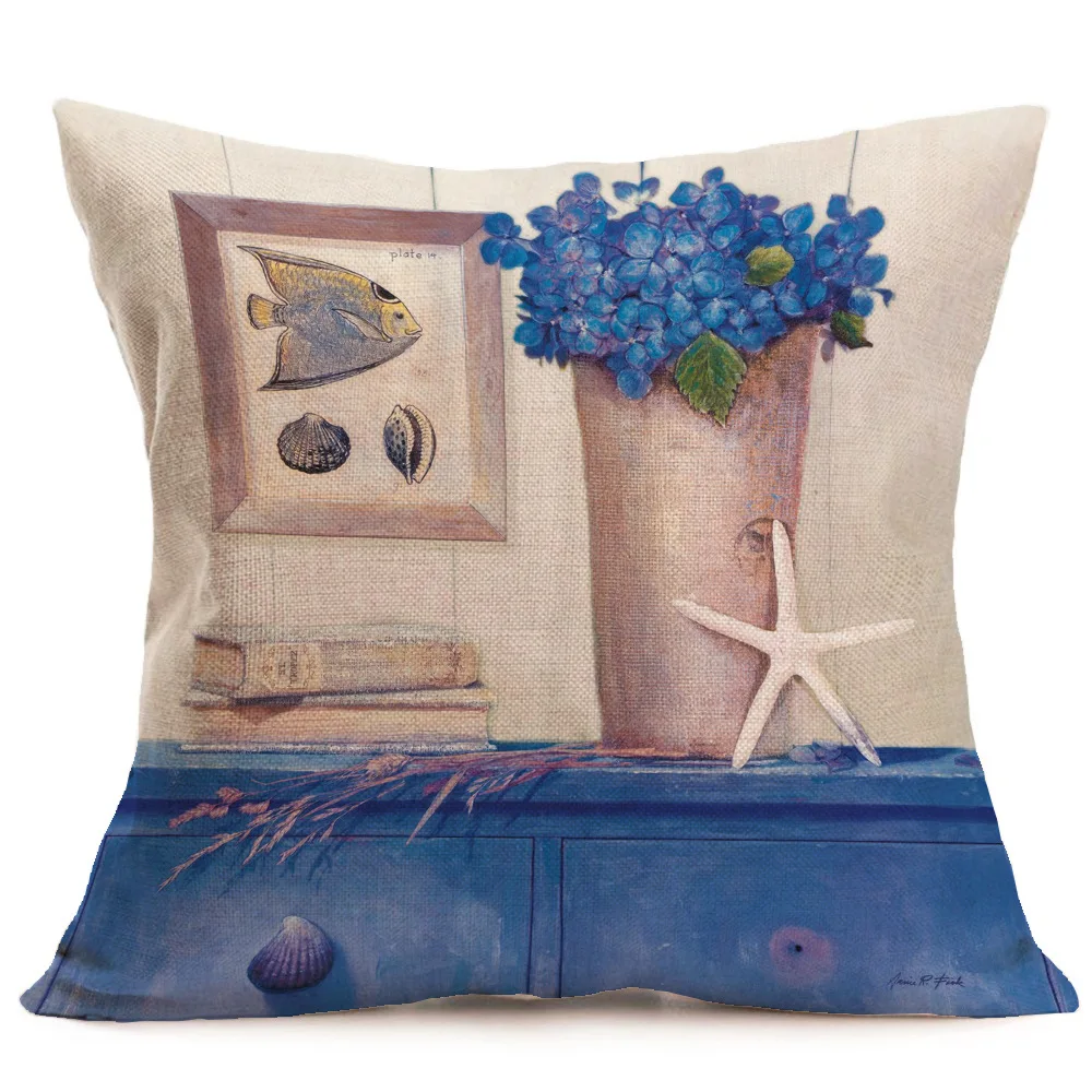 Винтажная наволочка из хлопка и льна с цветами декоративная сиденье для стула