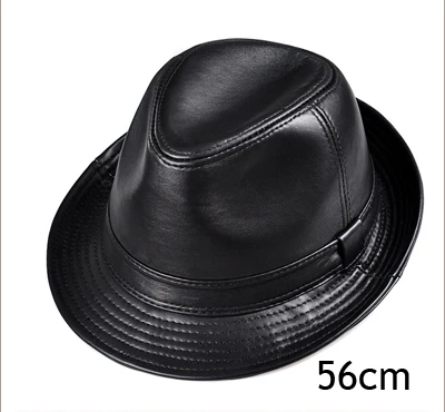 Зимние шапки Stetson Fedoras из натуральной кожи с широкими полями в британском стиле для мужчин/женщин Gentman, черные, 55-61 см, подходят для джаза, хип-поп, Gorras - Цвет: 56 cm