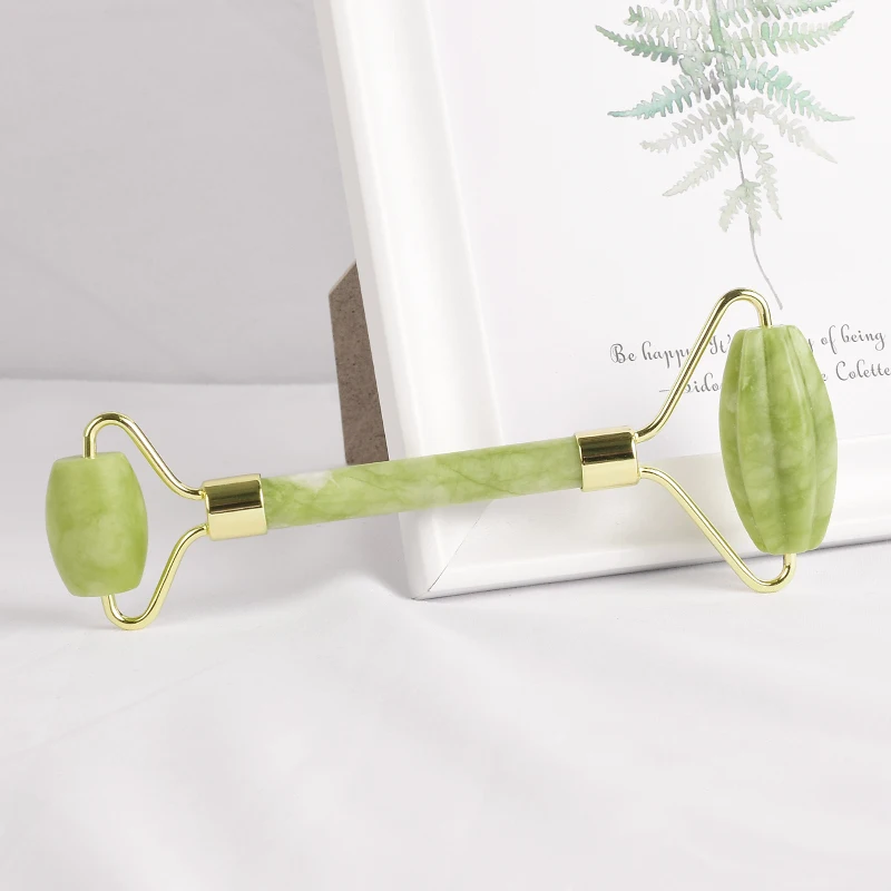 

Green Jade Face Roller With Teeth Helu Jade Stone Boby Massager Anti Cellulite Beauty Skin Health Care Tool Gift Box