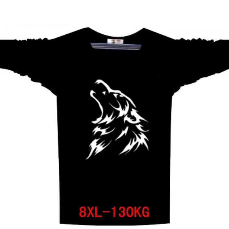 Футболка мужская с длинным рукавом большие размеры 5XL 6XL 7XL 8XL круглым вырезом и
