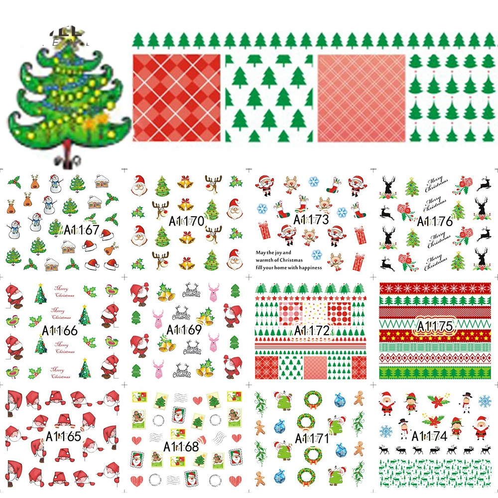 48 листов рождественские смешанные наклейки для ногтей переводные воды Полные