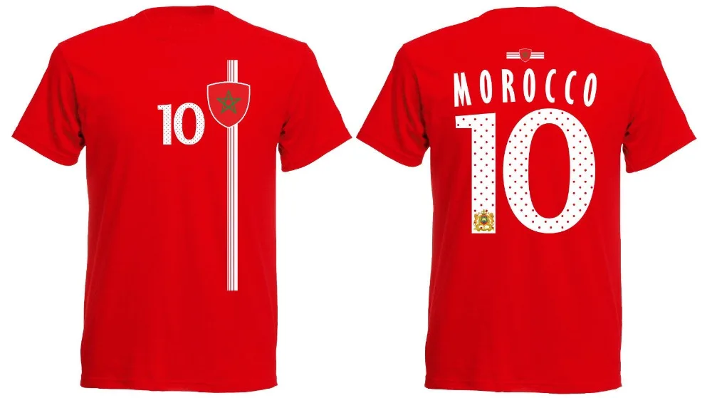 Джерси Trikot Марокко Nummer 10 2019 Новая одежда для детей с короткими рукавами Мужская