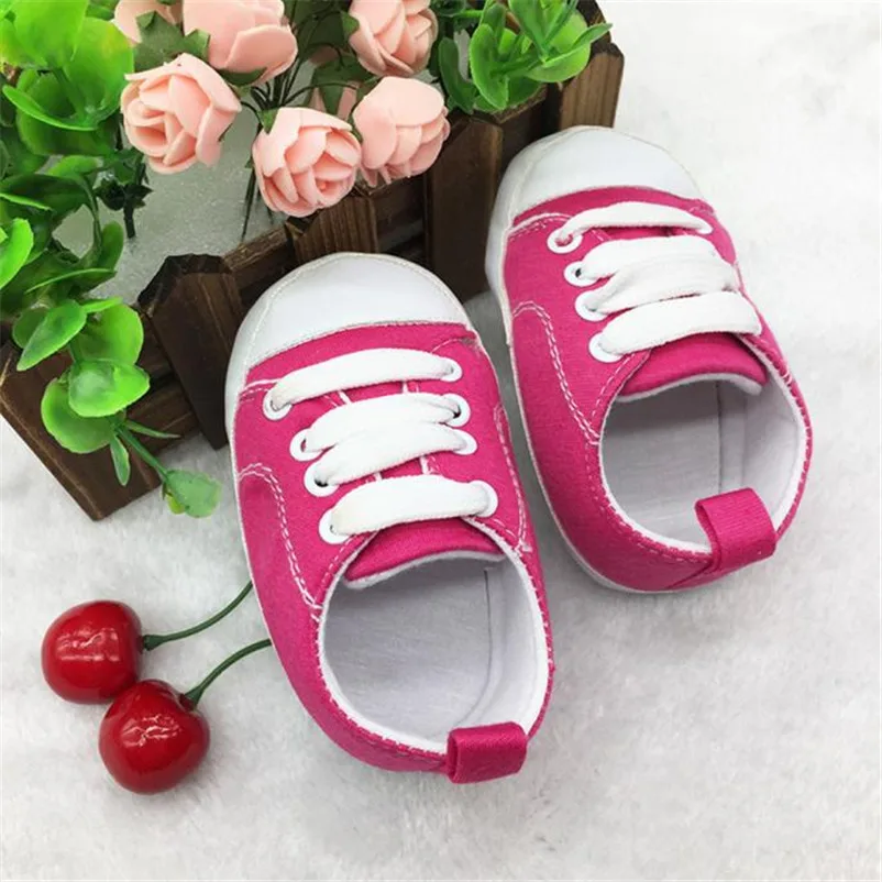Однотонная парусиновая обувь для кроватки Милая удобная малышей Мини zapatillas