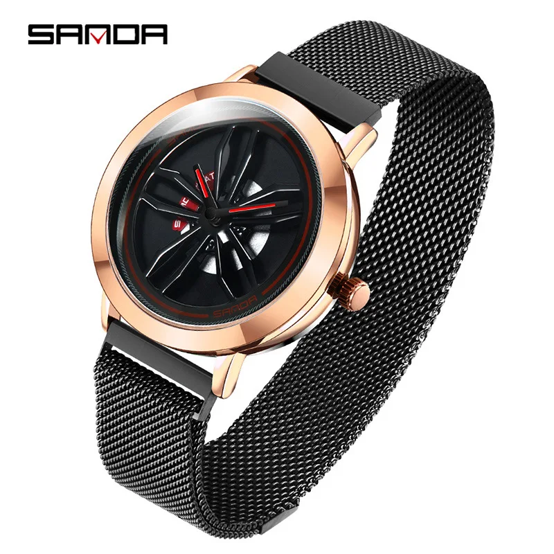 Магнитные мужские часы Топ бренд класса люкс розовое золото Сетка Часы модные