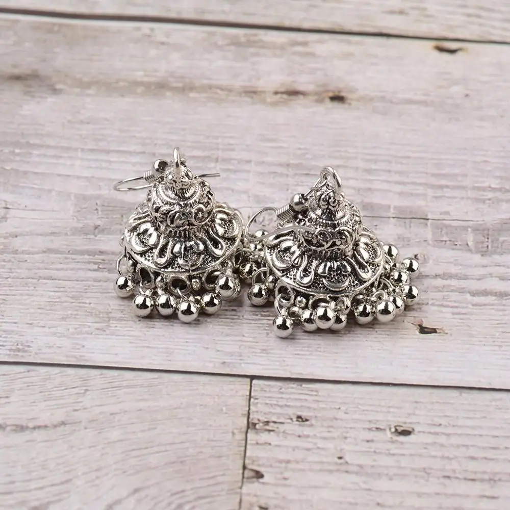 CARTER LISA этнические винтажные индийский цыганский Jhumka серьги серебряные большие